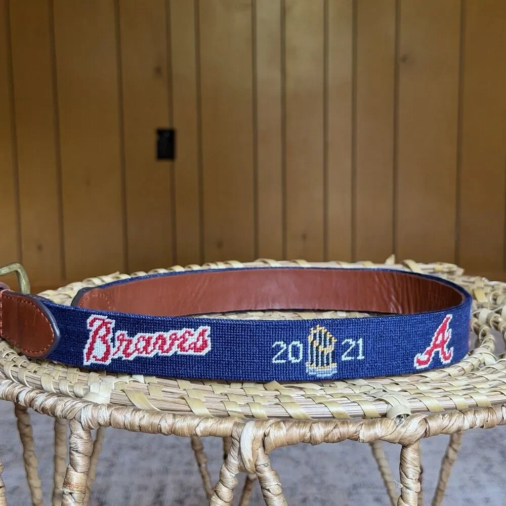 Atlanta Braves 2021 World Series Needlepoint Belt by Smathers & Branson 32